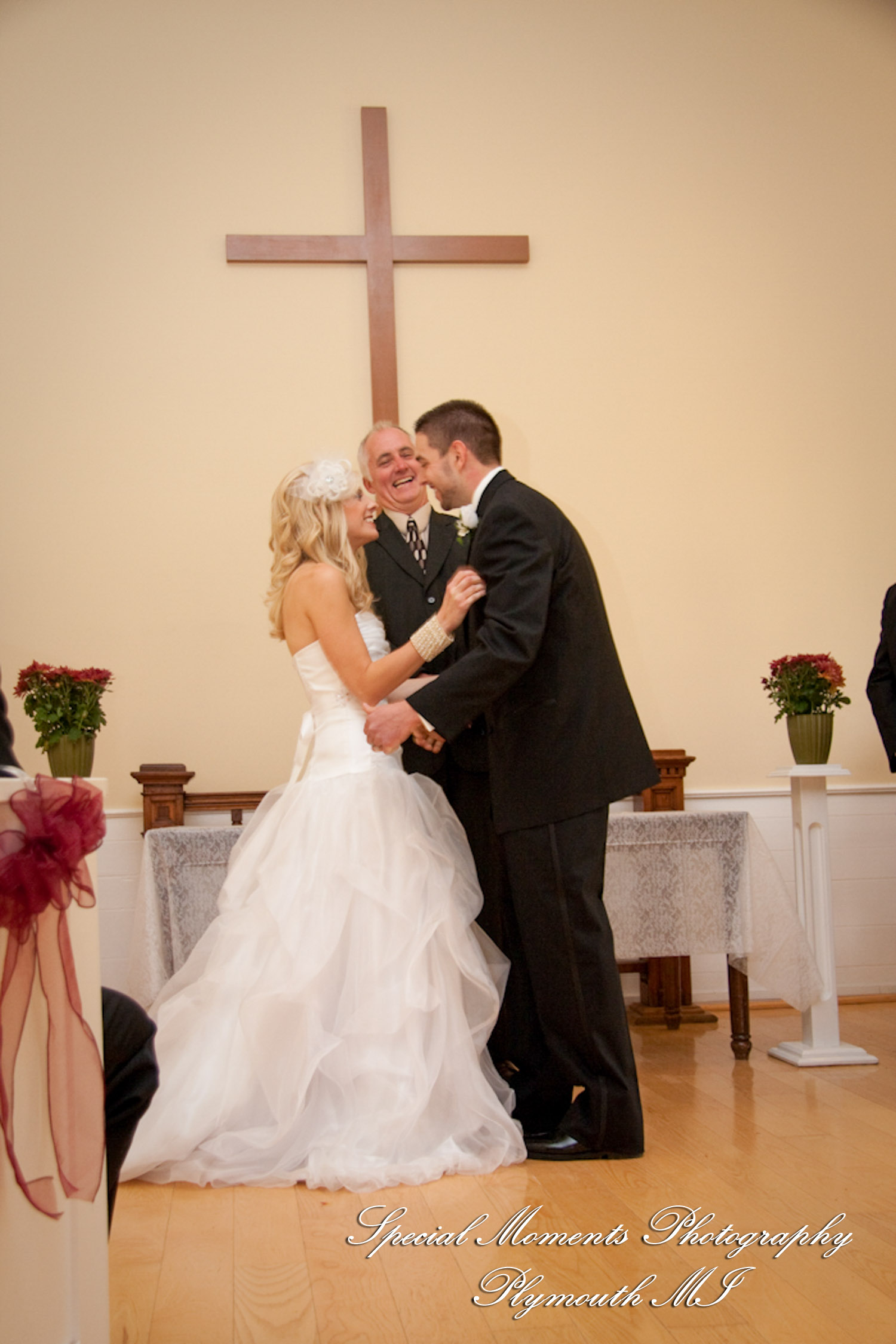 Stephanie & Josh at Mill Race Village Church Northville MI wedding photograph