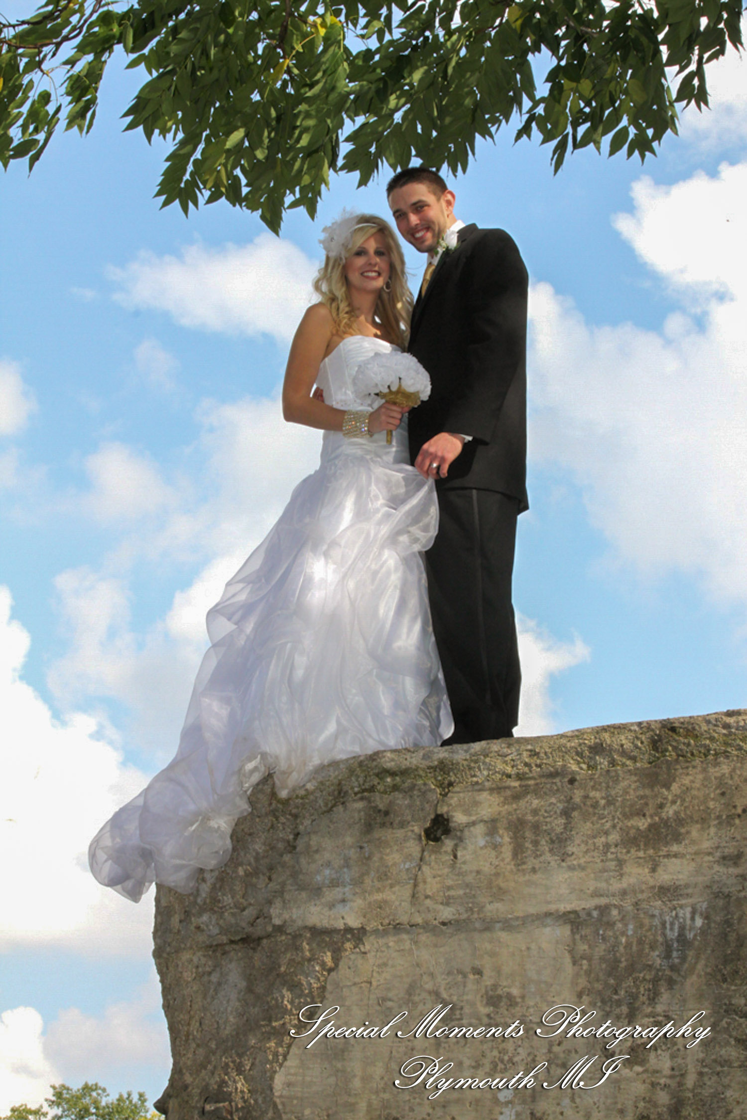 Stephanie & Josh at Mill Race Village Church Northville MI wedding photograph