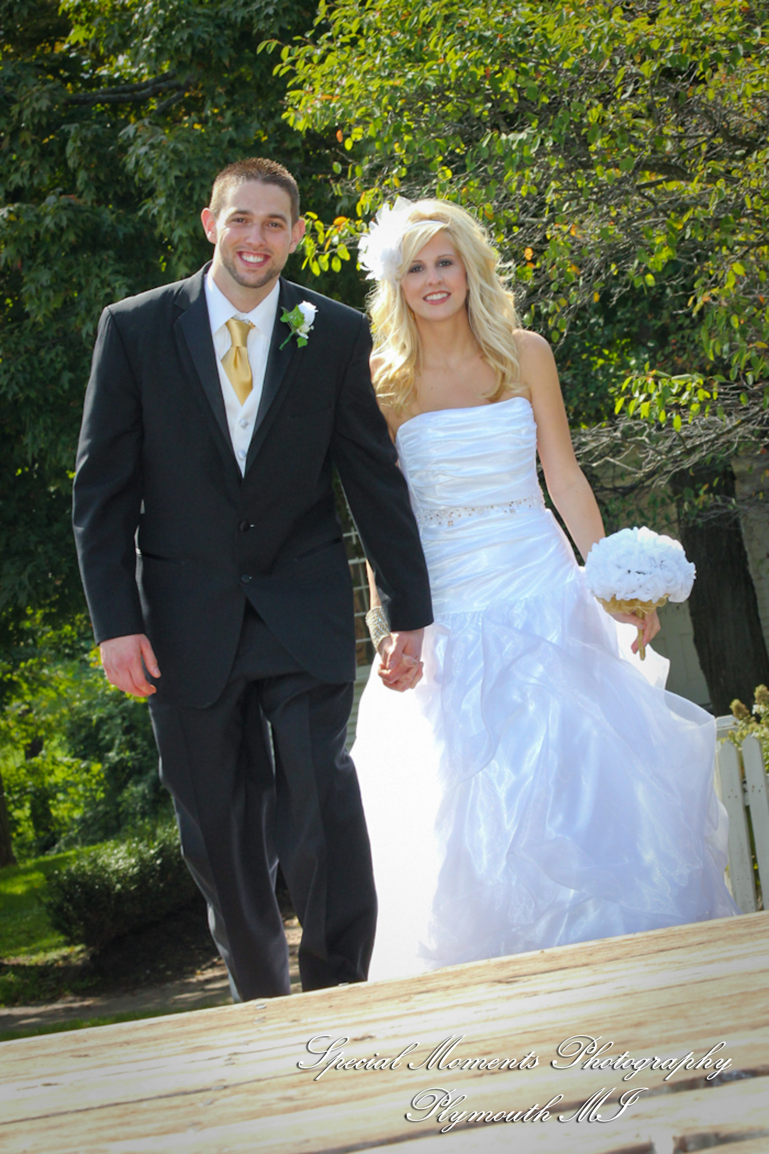 Stephanie & Josh at Mill Race Village Church Northville MI wedding photograph
