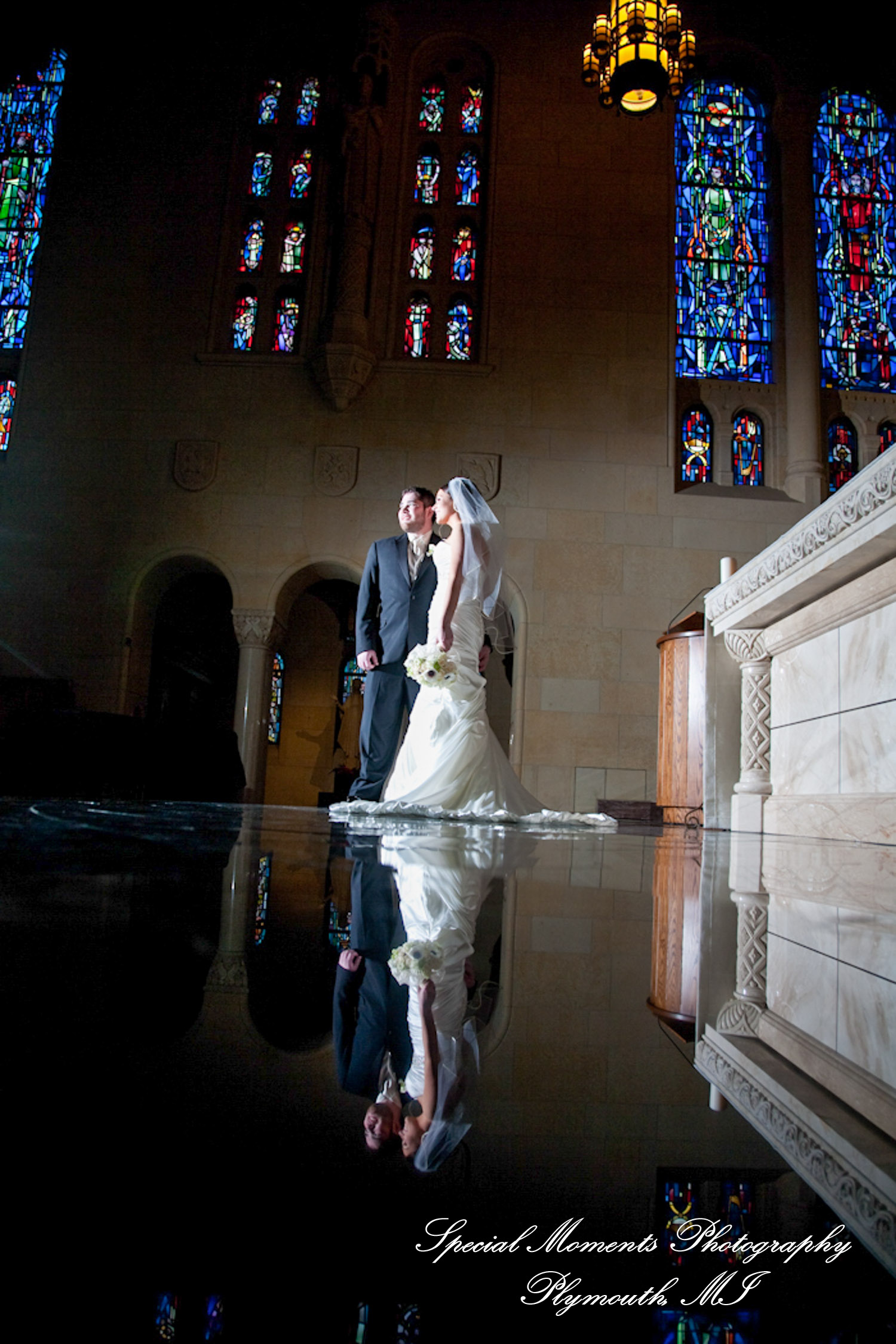 Melissa & Mike at Ss. Mary & Joseph Chapel Plymouth MI wedding photograph