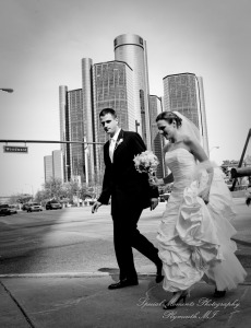 Downtown Detroit MI wedding photograph