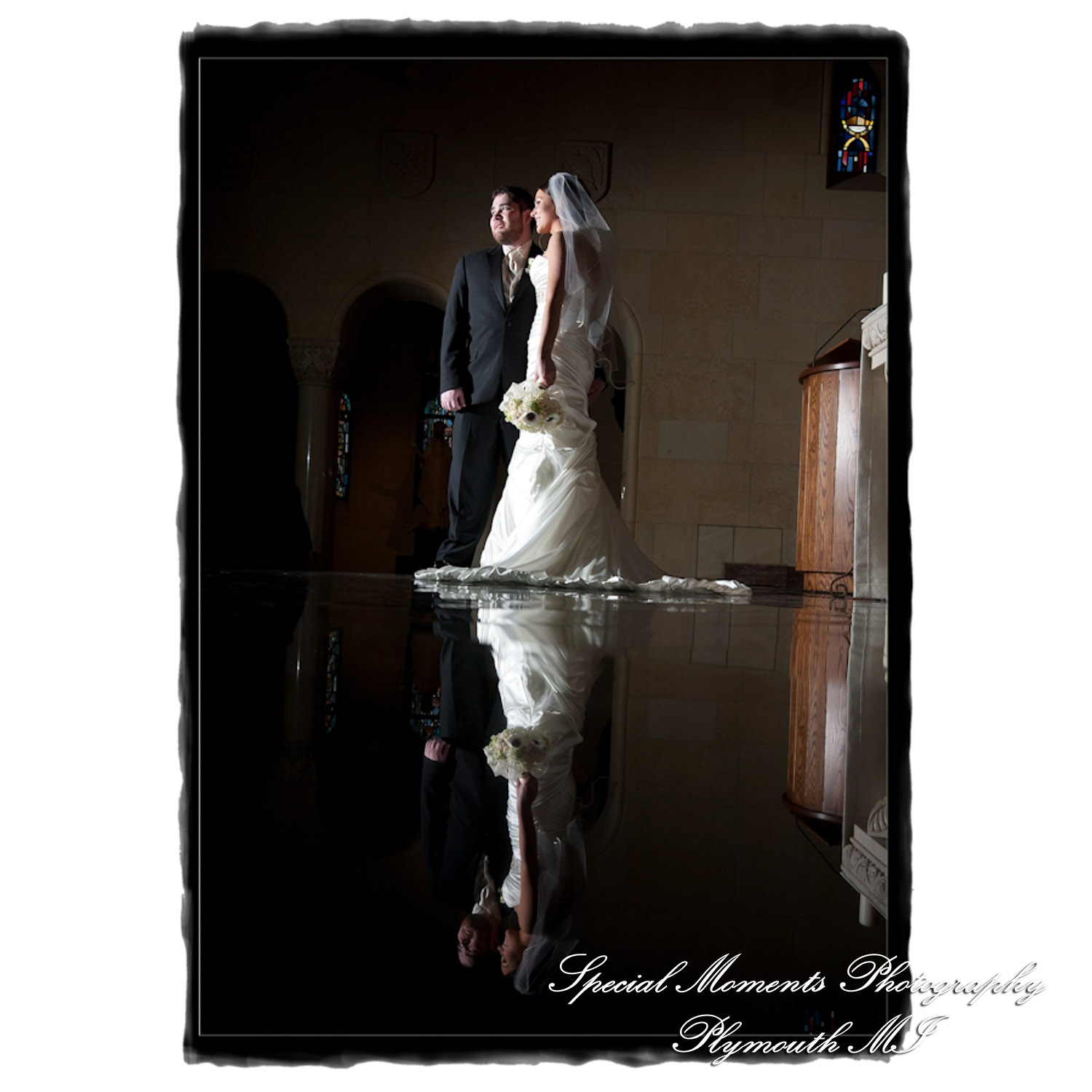 Fine Art Vintage Design - Melissa & Michael at St. John's Resort Grande Ballroom Plymouth MI wedding album photography