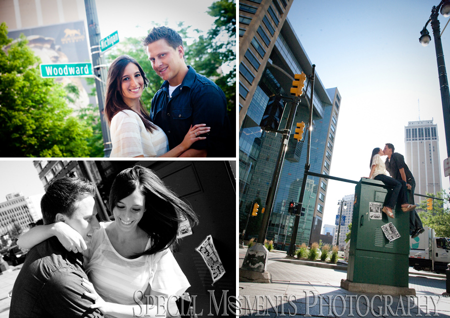 Downtown Detroit engagement photograph