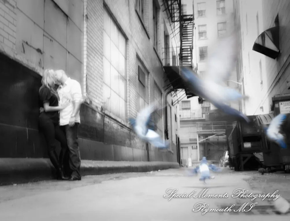 Downtown Detroit engagement photograph