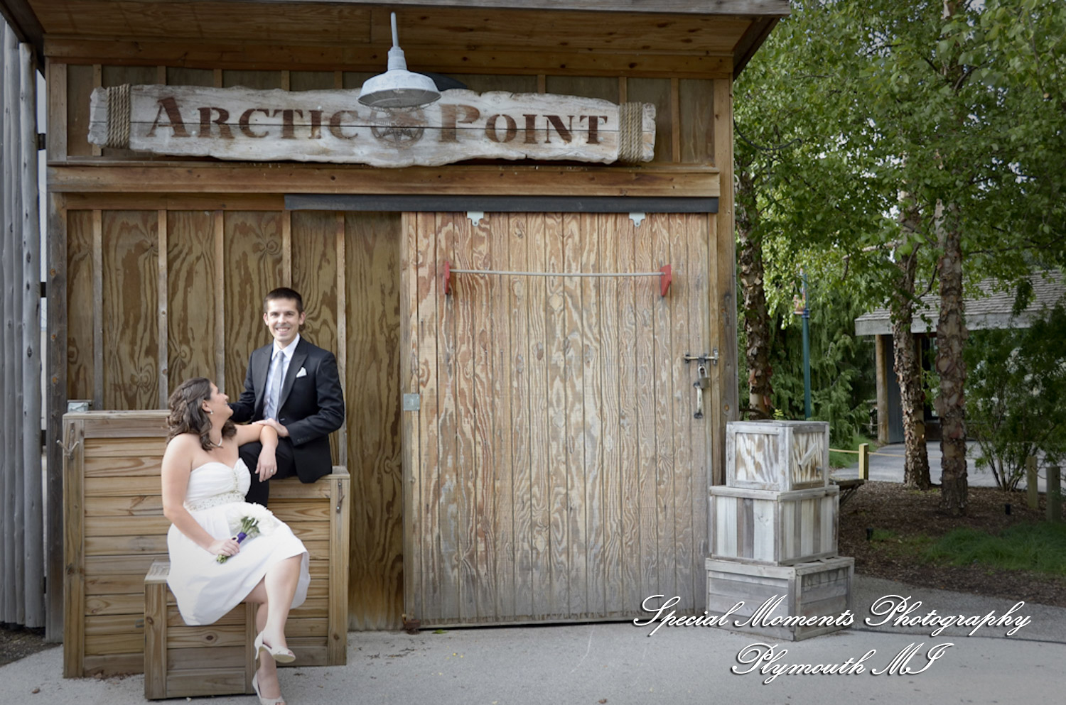 Rachel & Steven at Polar Bear Exhibit Toledo Zoo Toledo OH wedding photography