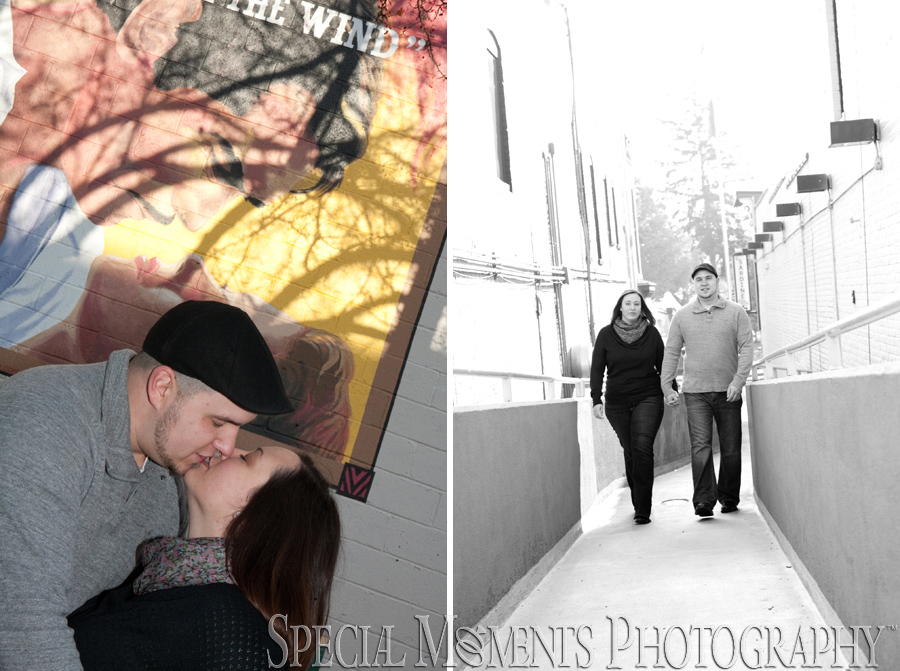 downtown Plymouth MI wedding engagement photograph