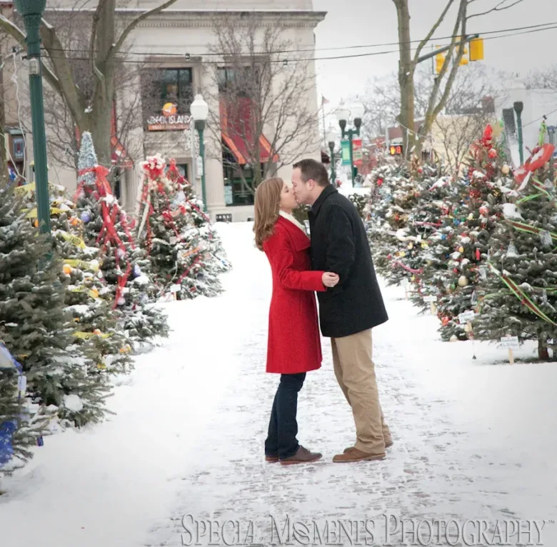Downtown Plymouth MI engagment photograph