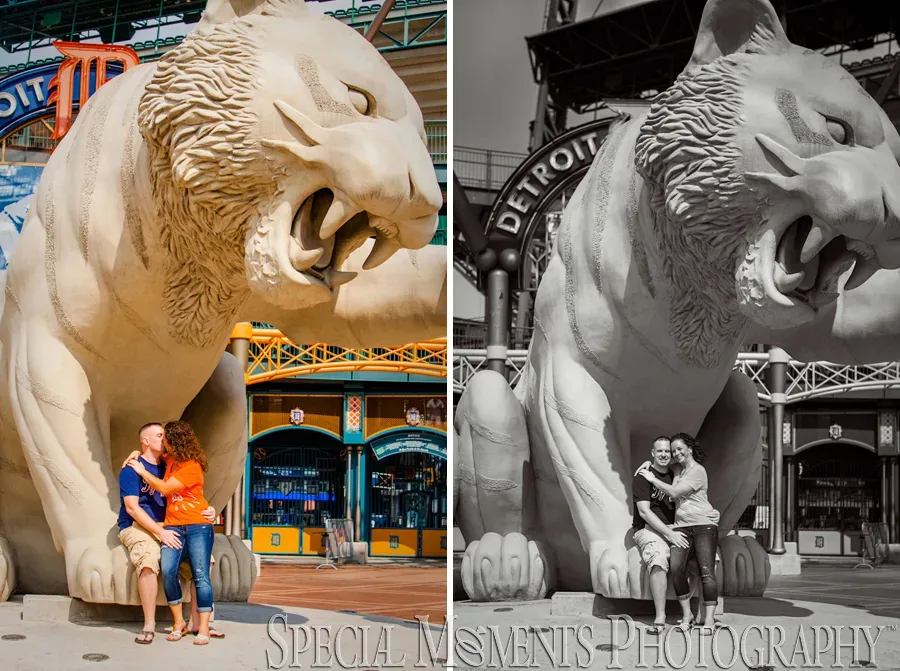 Downtown Detroit engagement photograph