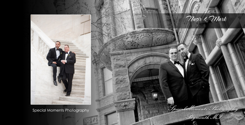Coffee Table Design - Mark & Nasir at The Whitney Detroit MI wedding album photograph