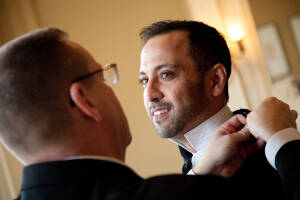 Nasir & Mark at The Whitney Restaurant Detroit LGBTQ wedding photograph