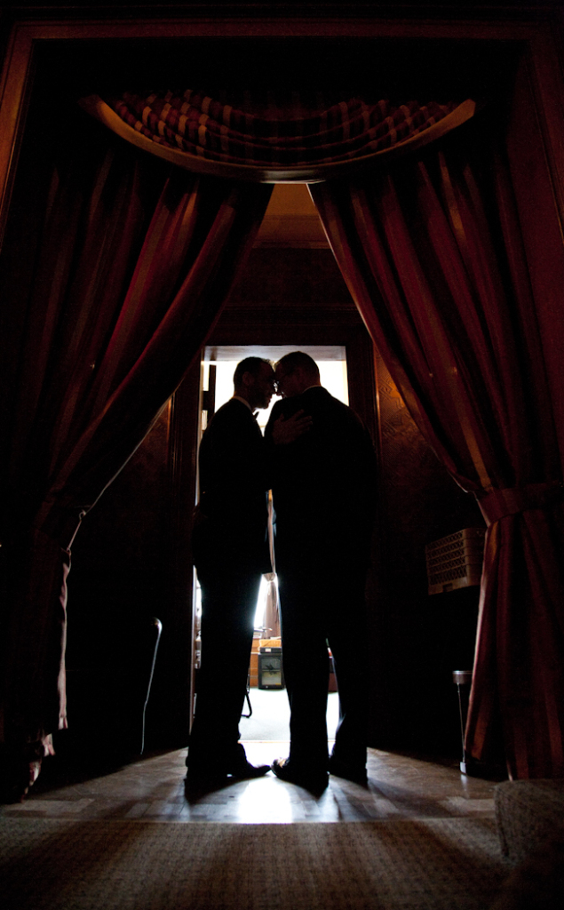 Nasir & Mark at The Whitney Restaurant Detroit LGBTQ wedding photograph
