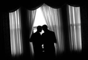 Nasir & Mark at The Whitney Restaurant Detroit LGBTQ wedding photograph