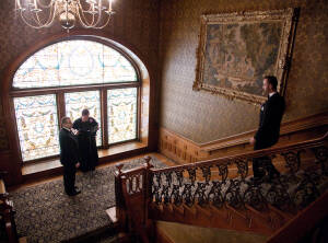 Nasir & Mark at The Whitney Restaurant Detroit LGBTQ wedding photograph