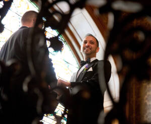 Nasir & Mark at The Whitney Restaurant Detroit LGBTQ wedding photograph