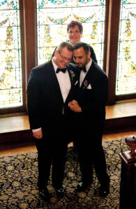 Nasir & Mark at The Whitney Restaurant Detroit LGBTQ wedding photograph