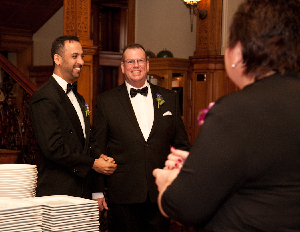 Nasir & Mark at The Whitney Restaurant Detroit LGBTQ wedding photograph