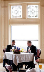 Nasir & Mark at The Whitney Restaurant Detroit LGBTQ wedding photograph