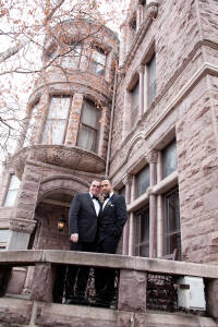 Nasir & Mark at The Whitney Restaurant Detroit LGBTQ wedding photograph