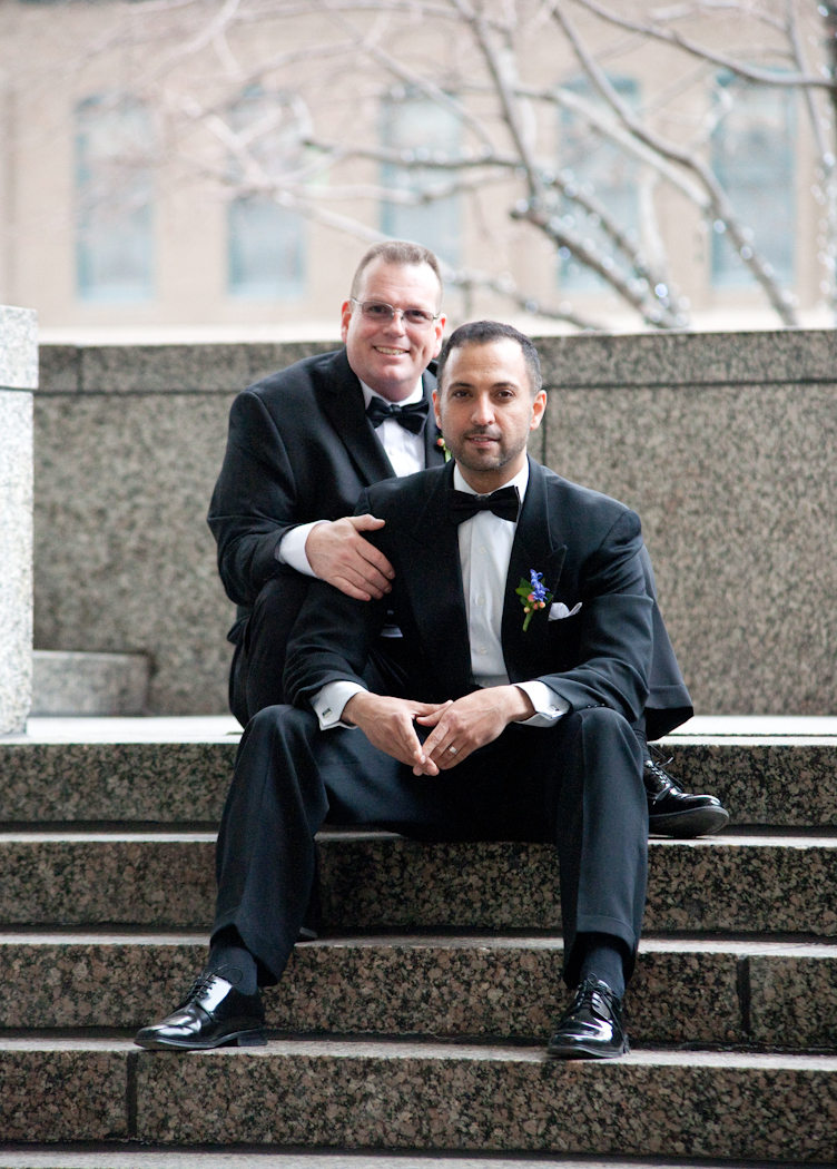 Nasir & Mark at The Whitney Restaurant Detroit LGBTQ wedding photograph