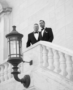 Nasir & Mark at The Whitney Restaurant Detroit LGBTQ wedding photograph