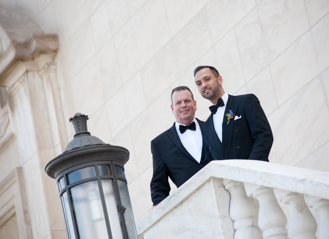 Nasir & Mark at The Whitney Restaurant Detroit LGBTQ wedding photograph