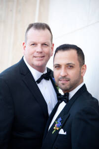 Nasir & Mark at The Whitney Restaurant Detroit LGBTQ wedding photograph