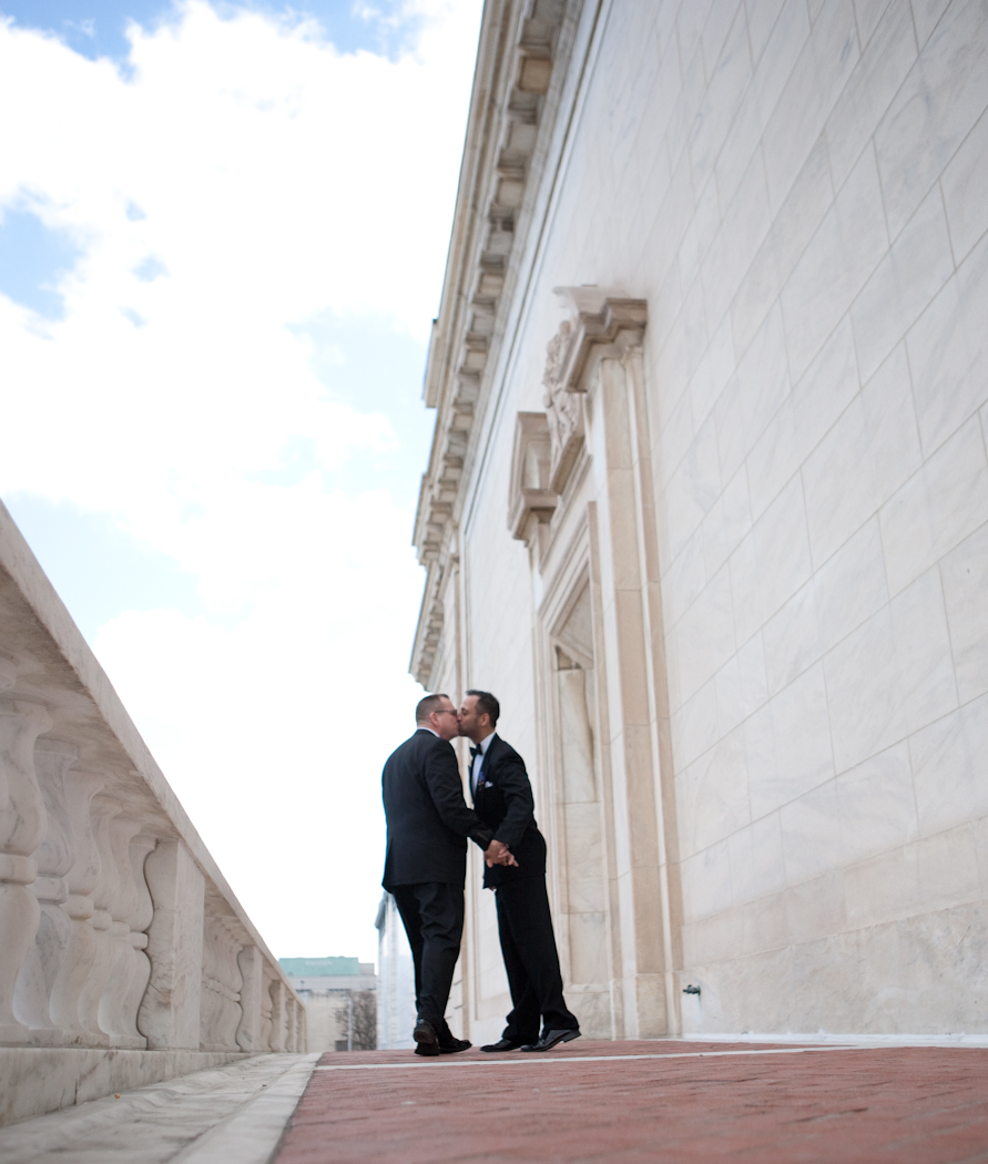 Nasir & Mark at The Whitney Restaurant Detroit LGBTQ wedding photograph