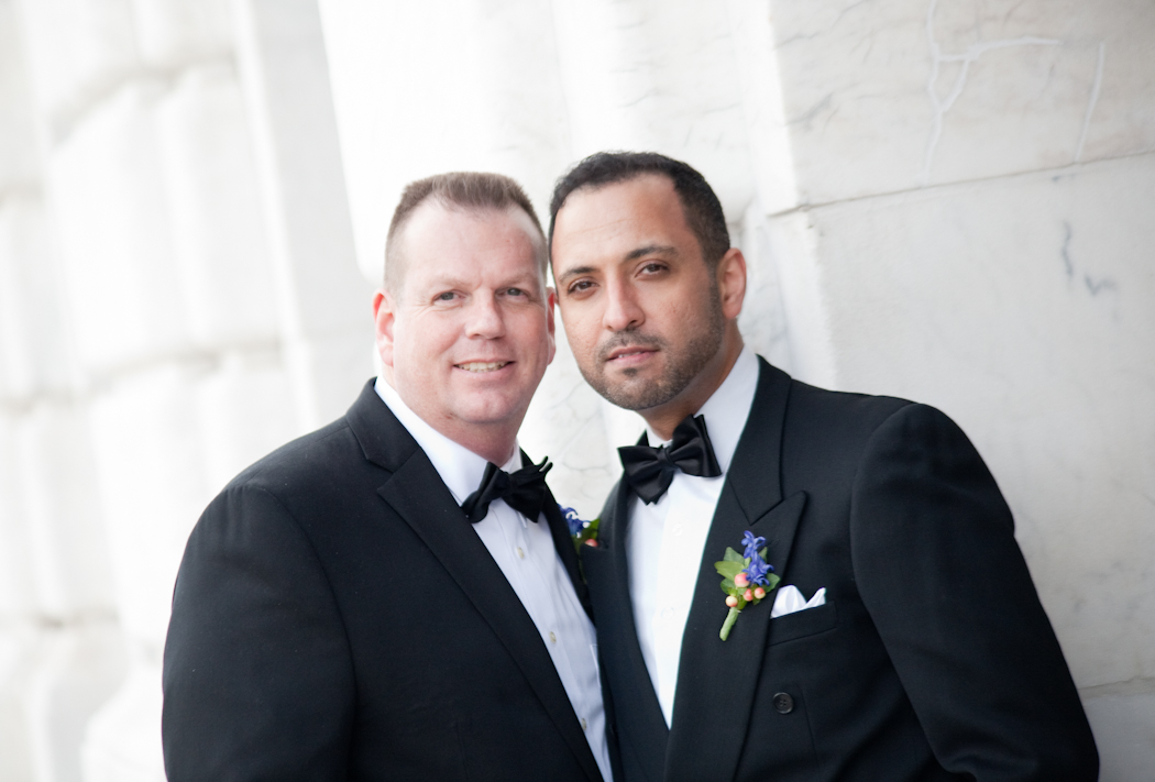 Nasir & Mark at The Whitney Restaurant Detroit LGBTQ wedding photograph