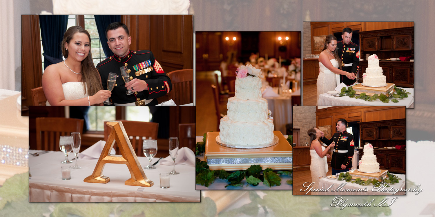 Coffee Table Design - Benjamin & Jennifer at Canterbury Castle Chapel Lake Orion MI wedding album photograph