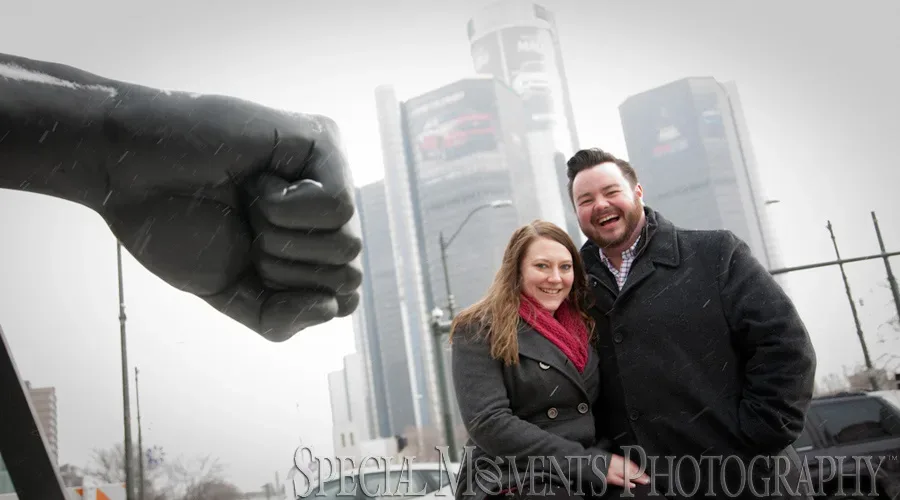 Downtown Detroit MI Engagement photograph