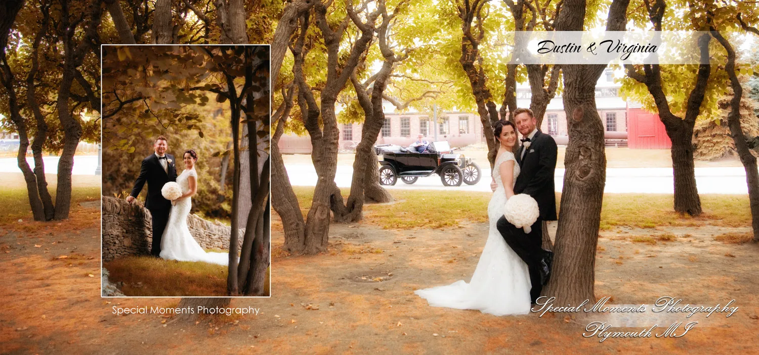 Lovett Hall Greenfield Village Dearborn MI wedding album photograph