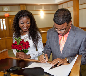 Candace & Jimmie at 35th District Court Plymouth MI wedding photography