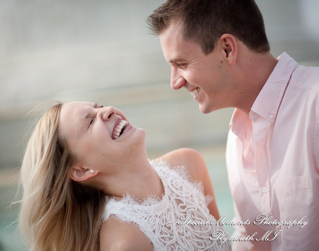 5 Star - Emily & Sean at Belle Isle Fountain Detroit MI engagement photograph