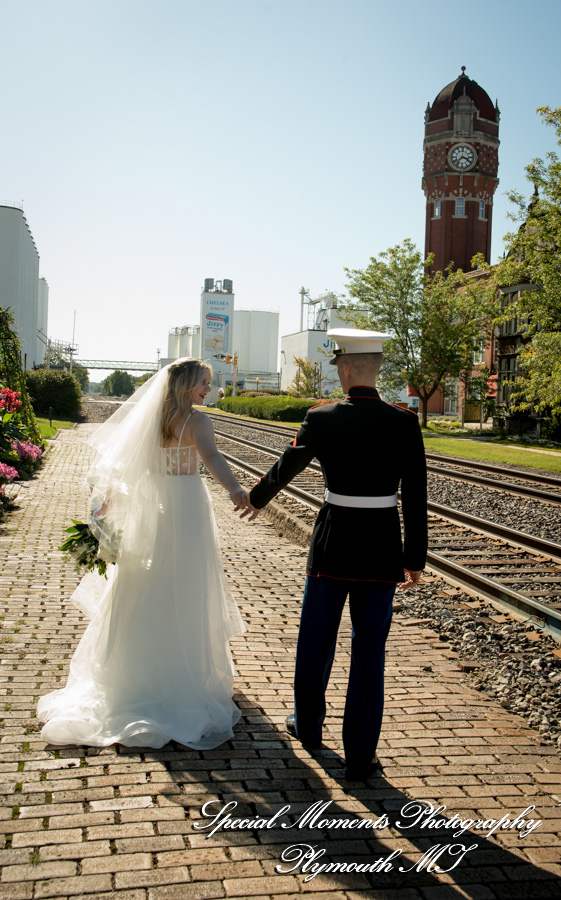 Shelby & Seth at Chelsea Depot Train Station Chelsea MI wedding photography
