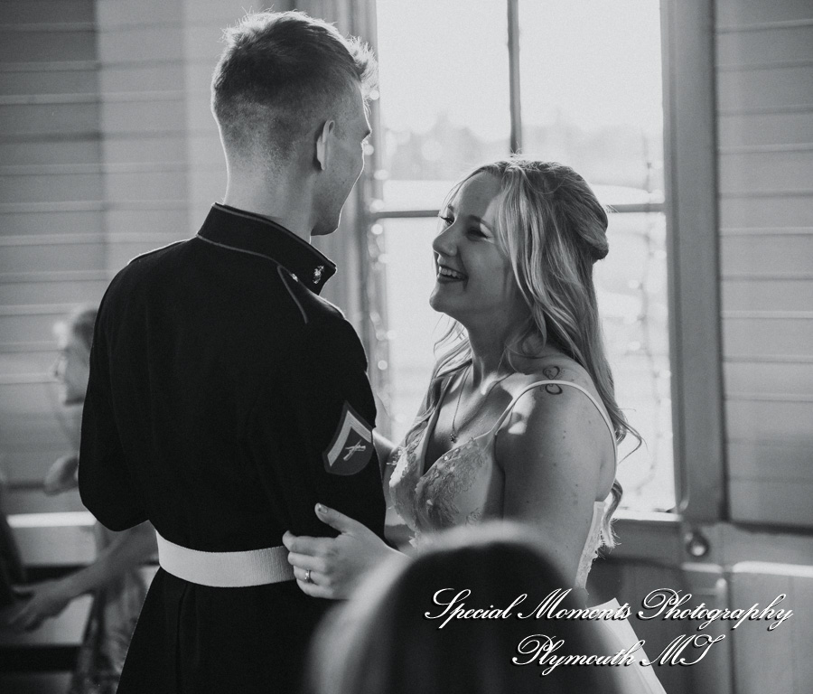 Shelby & Seth at Chelsea Depot Train Station Chelsea MI wedding photography