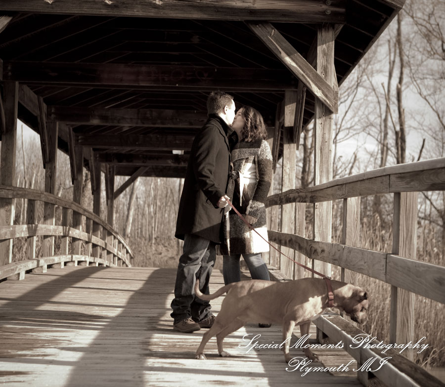 Long Park Commerce Twp. MI winter engagement photograph