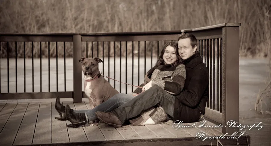 Long Park Commerce Twp. MI winter engagement photograph