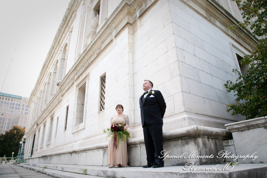 Rebecka & Clinton at Detroit Public Library MI wedding photograph