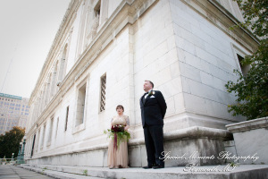 Rebecka & Clinton at Detroit Public Library MI wedding photograph