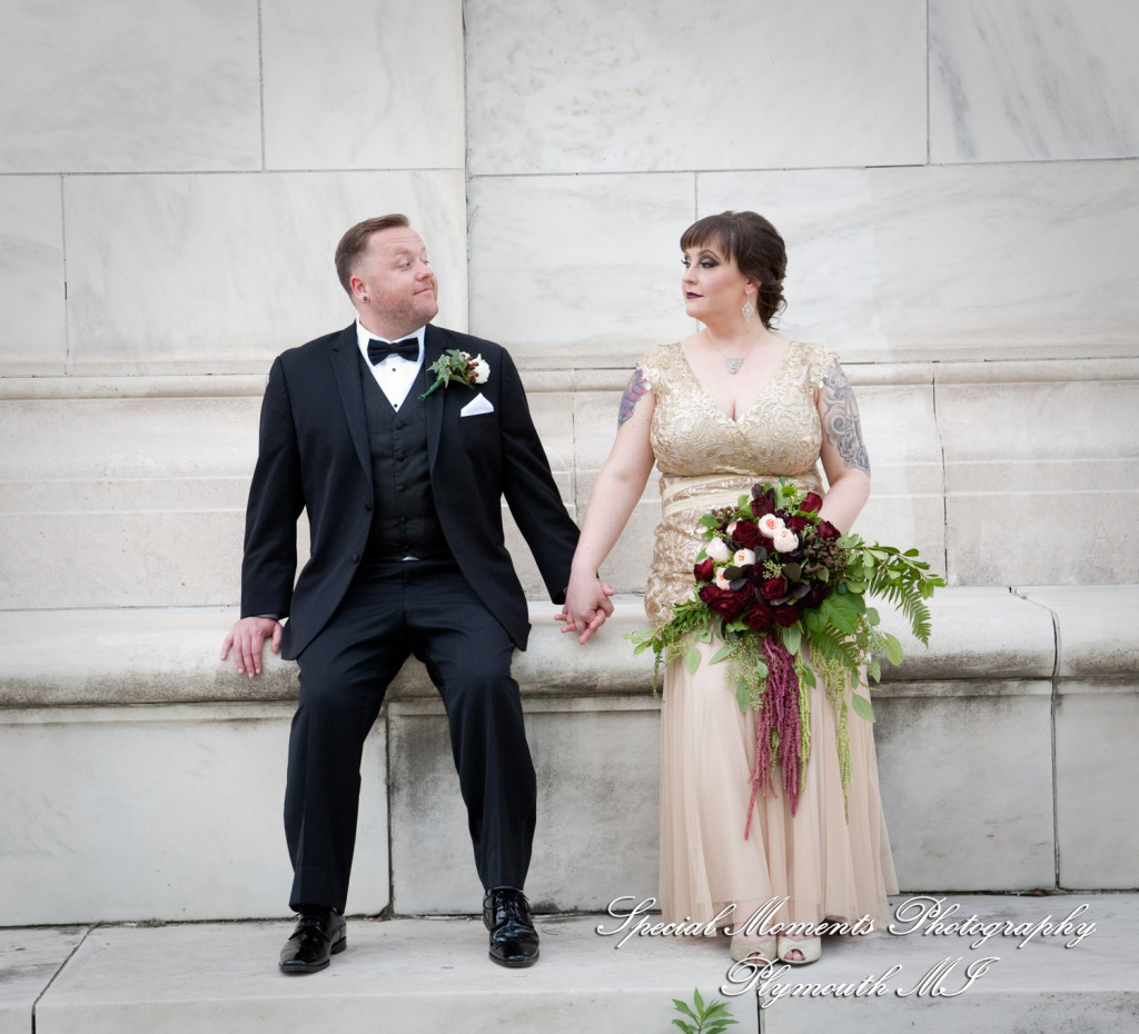 Rebecka & Clinton at Detroit Public Library MI wedding photograph