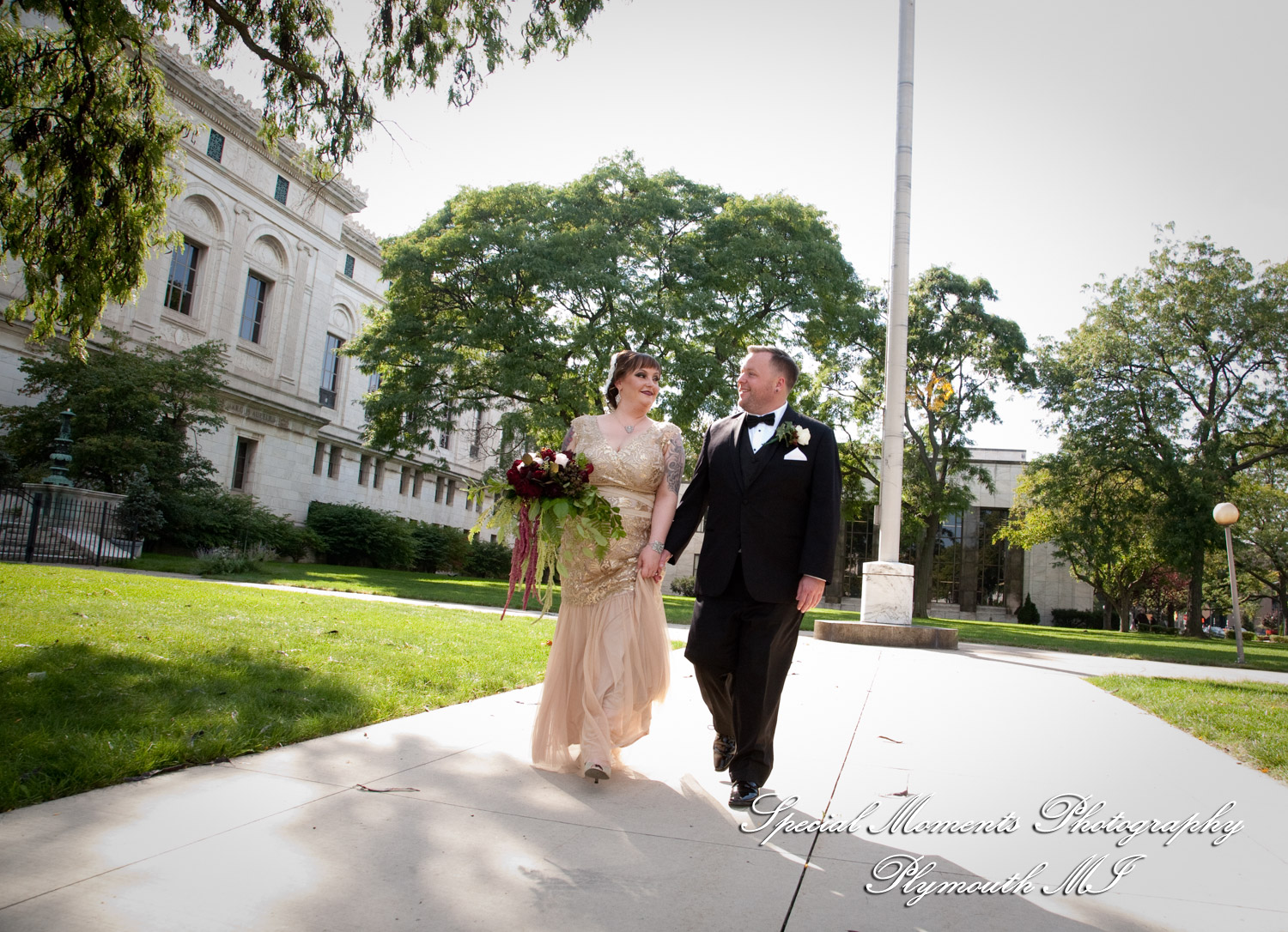 Rebecka & Clinton at Detroit Public Library MI wedding photograph