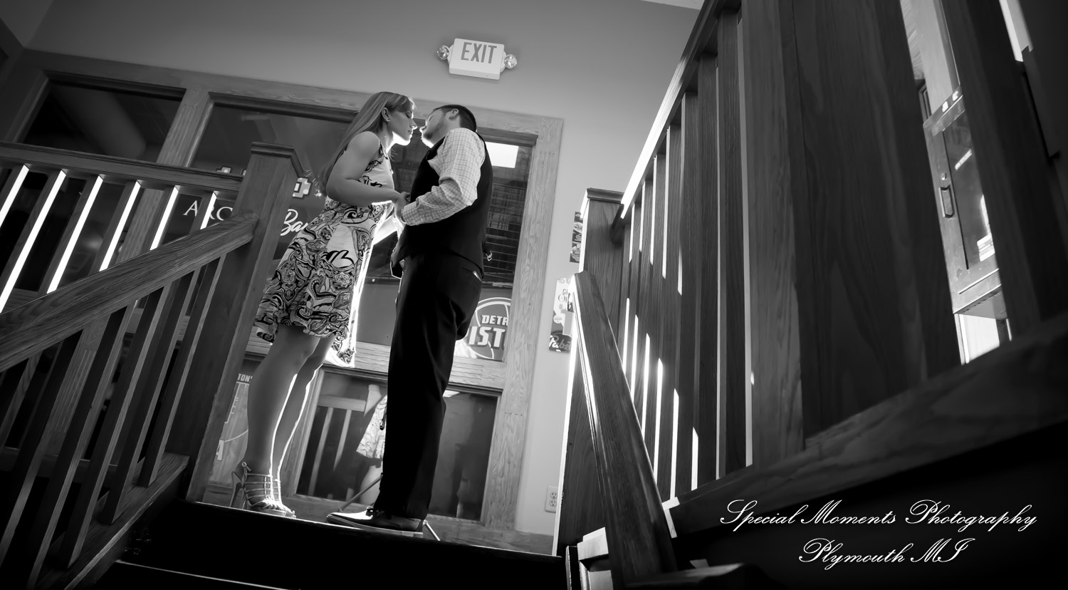 Basement Burger Bar Farmington MI engagement photograph