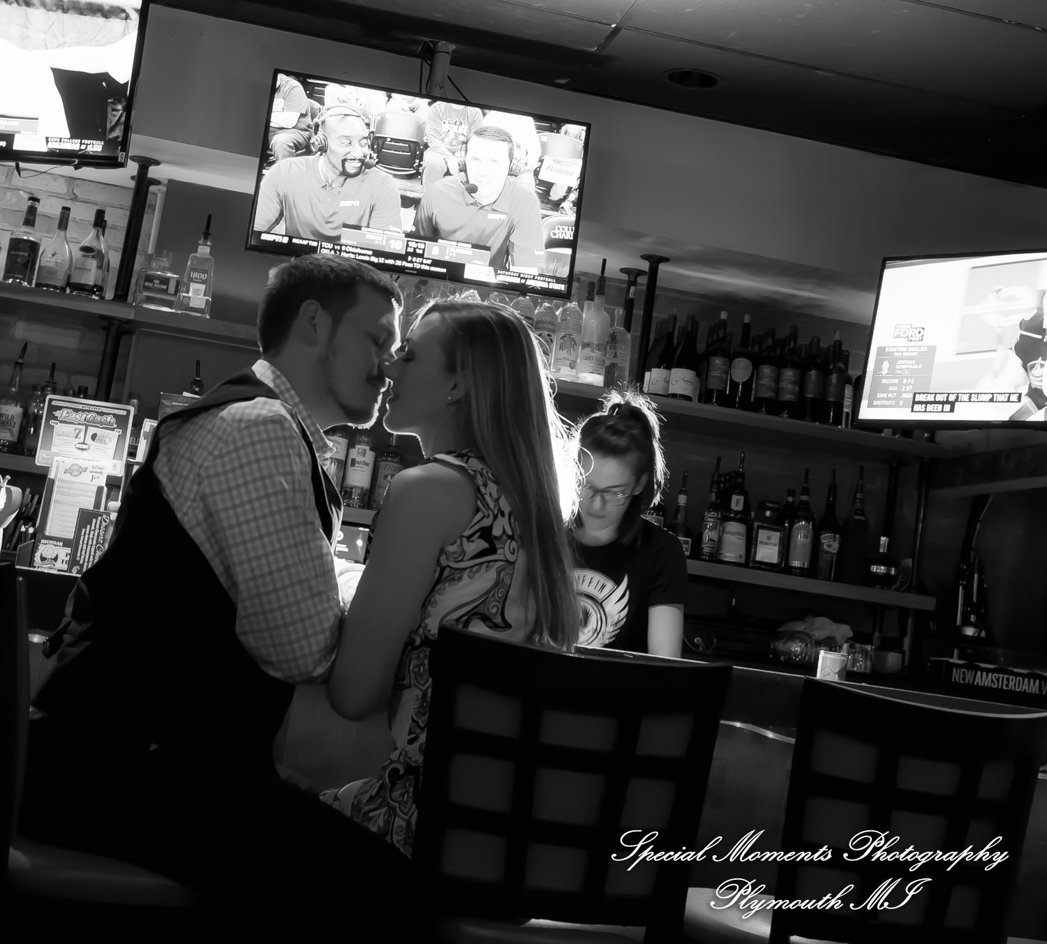 Basement Burger Bar Farmington MI engagement photograph