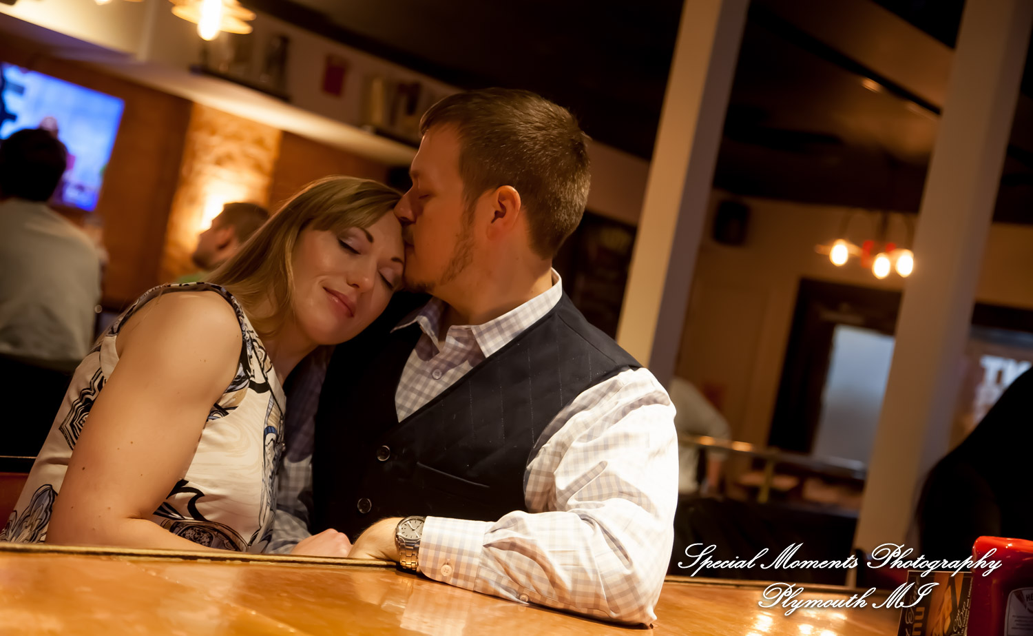 Basement Burger Bar Farmington MI engagement photograph