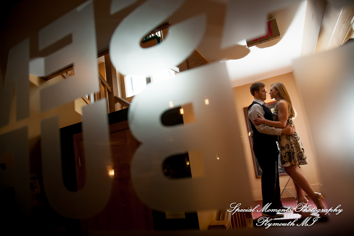 Basement Burger Bar Farmington MI engagement photograph