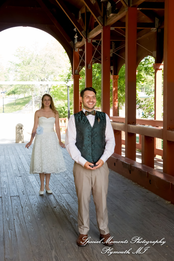 Sydney & John at Ford Field Park Bridge Dearborn MI wedding photography
