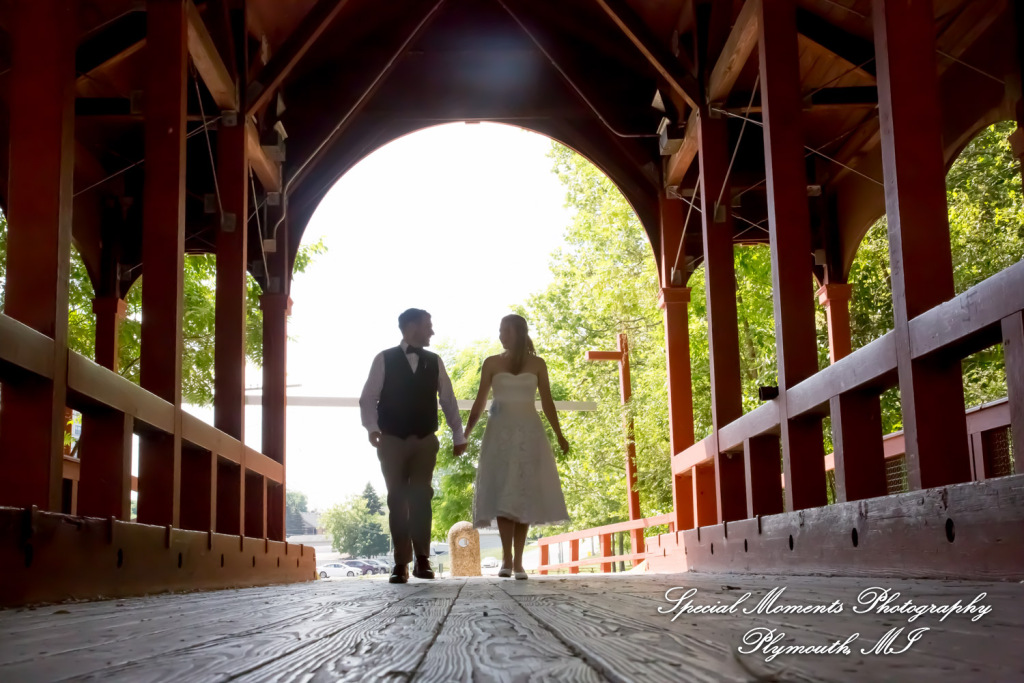 Sydney & John at Ford Field Park Bridge Dearborn MI wedding photography