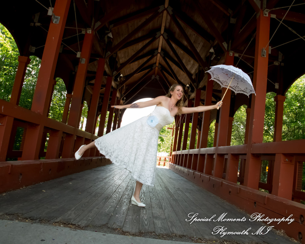 Sydney & John at Ford Field Park Bridge Dearborn MI wedding photography