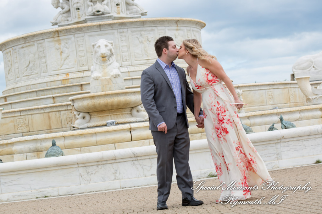 Melissa & Philip at Belle Isle Fountain Detroit MI engagement photography