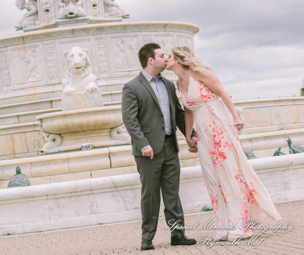 Melissa & Philip at Belle Isle Fountain Detroit MI engagement photography